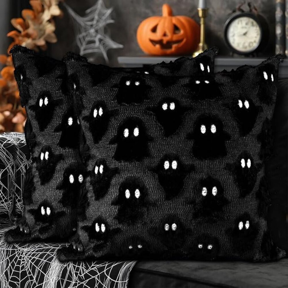 Set of 2 Halloween Ghost Pillow Covers 18"by18"